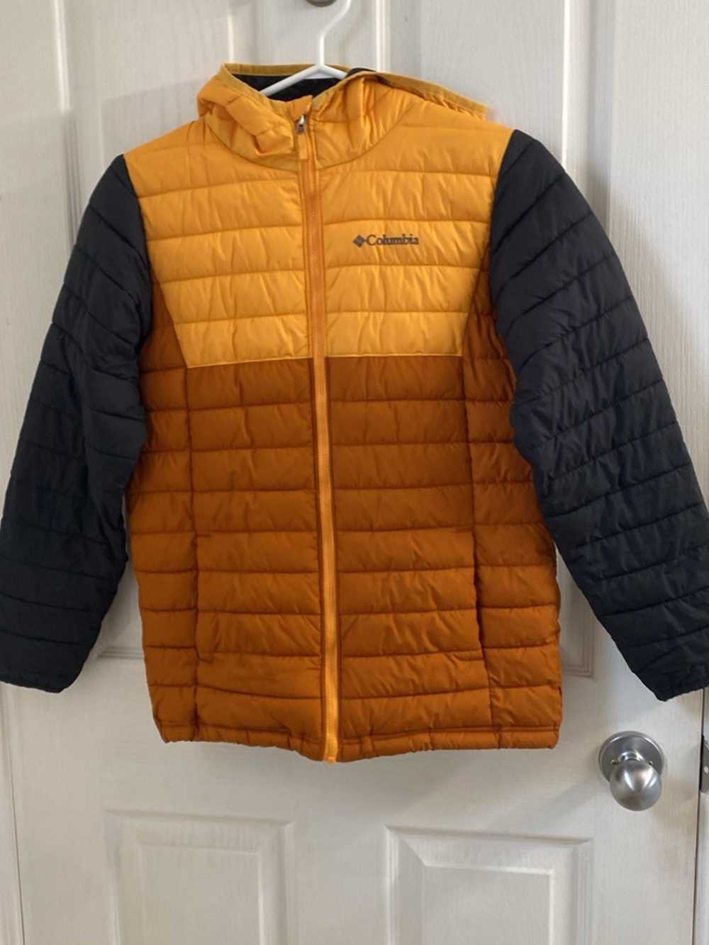 Columbia Powder Lite Kids' Hooded Insulated Jacket - Mustard/Charcoal size L
